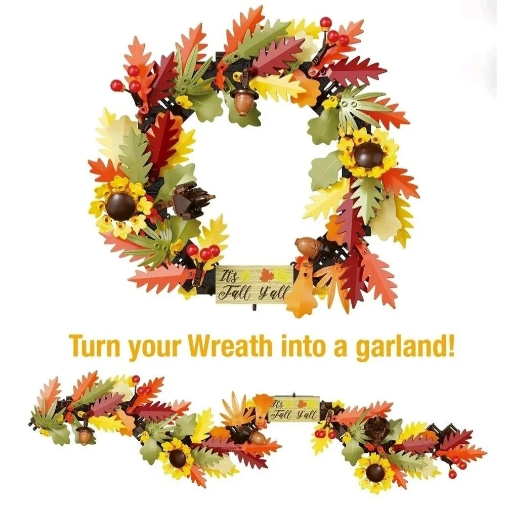Fall Wreath Building Kit 2-in-1 Autumn Decor‎ Acorns Sunflowers 382 Pieces New
